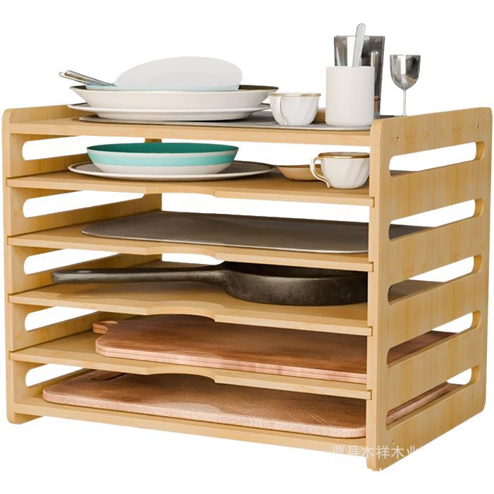 Kitchen Baking Sheet Organizer - Solid wood kitchen storage rack cabinet