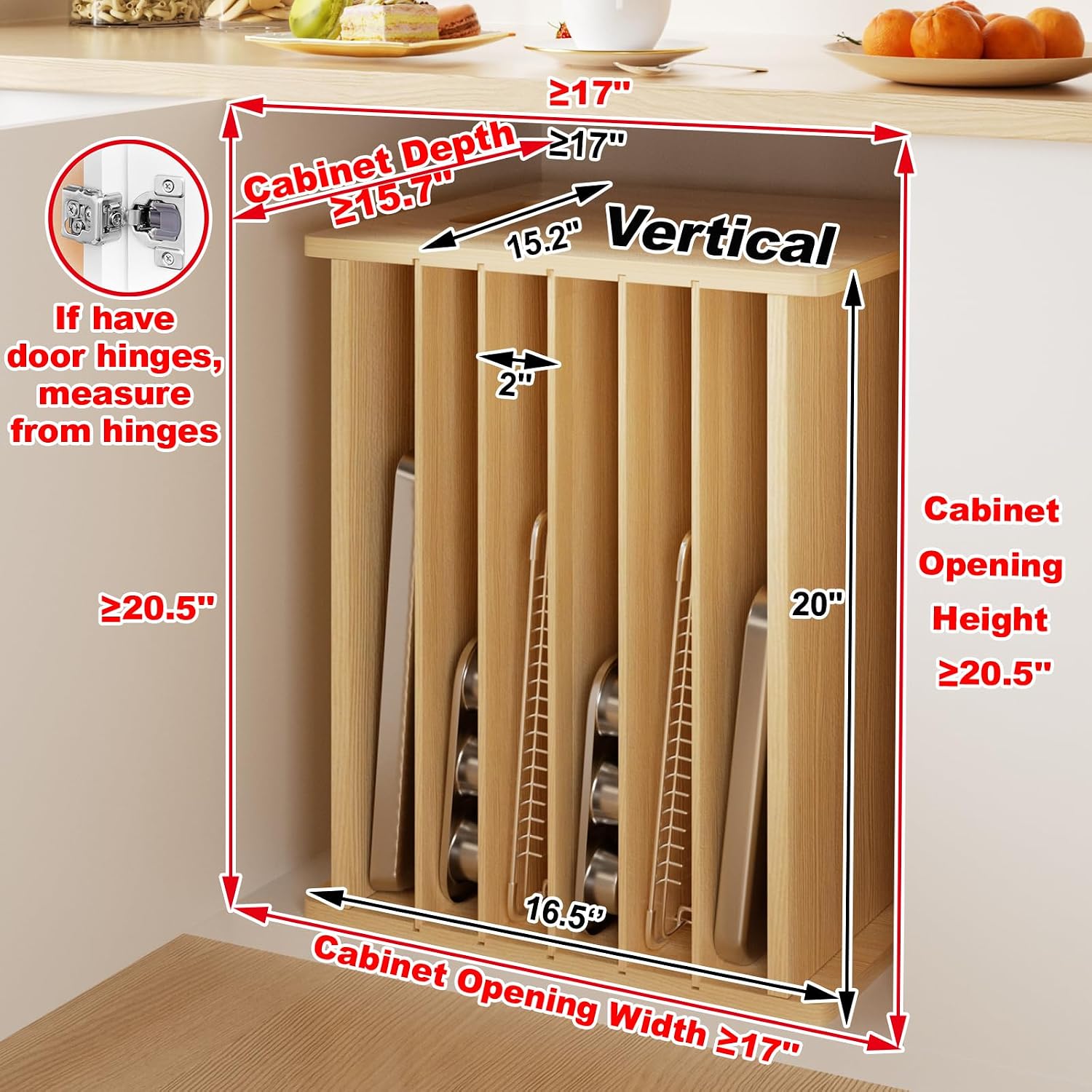 Wooden Bakeware Tray Divider O - огляд і ціна Kitchen Baking Sheet Organizer