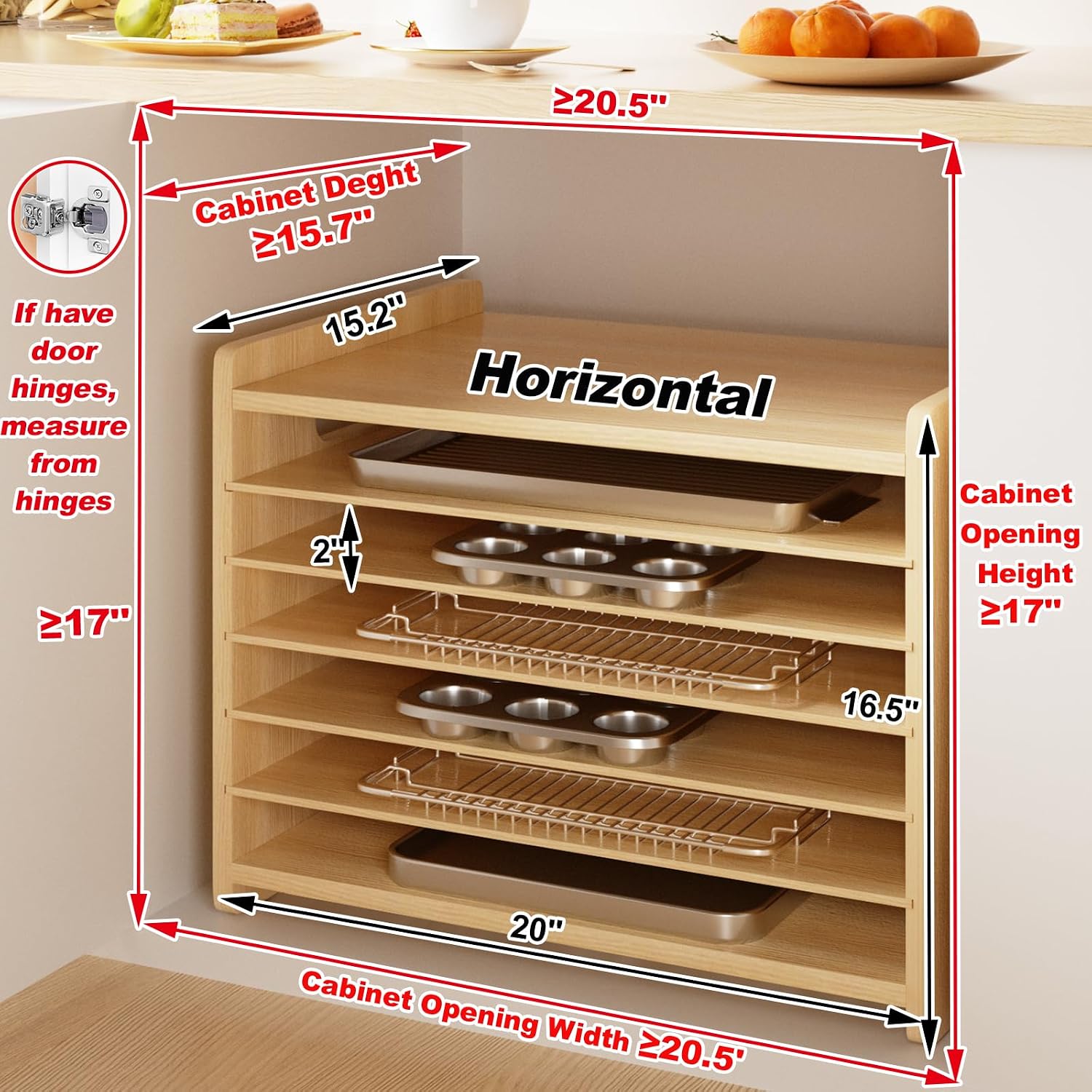 Wooden Bakeware Tray Divider O - огляд і ціна Kitchen Baking Sheet Organizer