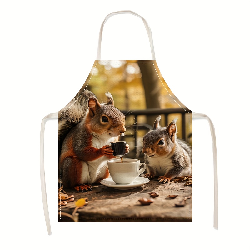 Linen Apron Squirrel Coffee Sc - огляд і ціна Kitchen Baking Area Ideas