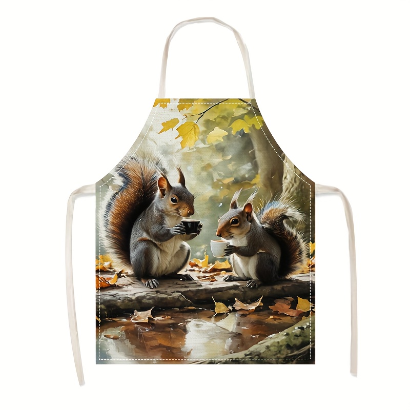 Linen Apron Squirrel Coffee Sc - огляд і ціна Kitchen Baking Area Ideas