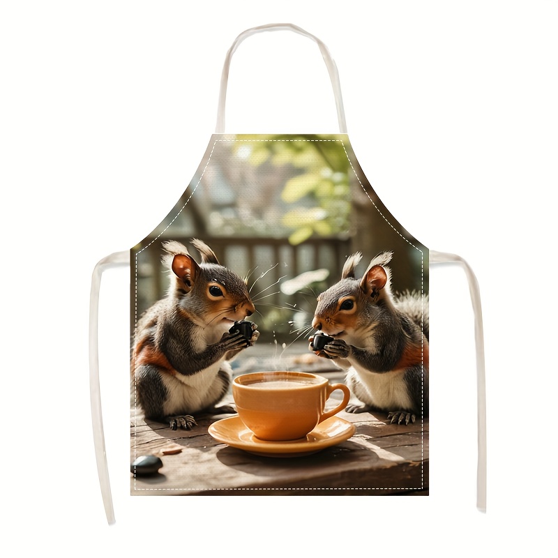 Linen Apron Squirrel Coffee Sc - огляд і ціна Kitchen Baking Area Ideas