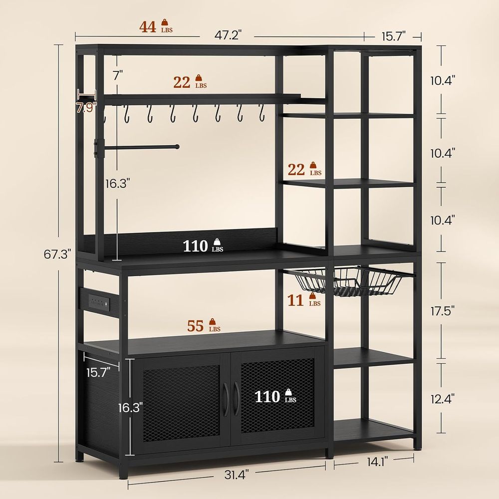 Bakers Rack with Power Outlet  - огляд і ціна Kitchen Baker