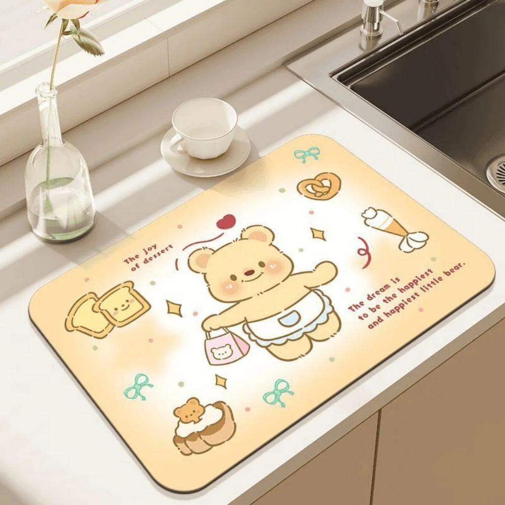 Kawaii Cartoon Bear Dish Dryin - огляд і ціна Kitchen Living Baking Mats